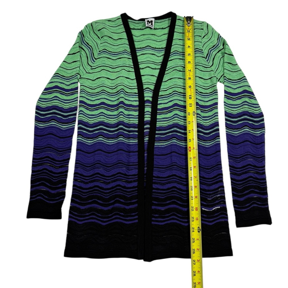 Missoni Women’s Size 8 Knit Open Front Cardigan Green Purple Wavy Stripe Italy - Picture 3 of 8